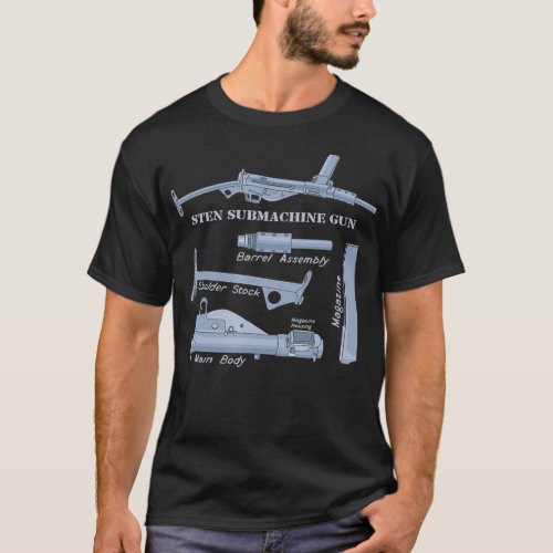 Sten Gun British WW2 Submachine Guns Diagram  T_Shirt