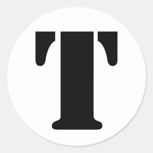 Stencil Alphabet by Janz Letter T White Classic Round Sticker (Front)