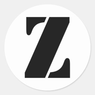 Stencil Alphabet by Janz Letter Z White Classic Round Sticker