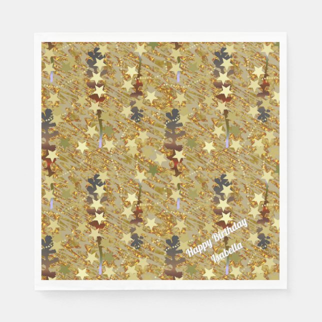 Stencil Art Abstract Sparkle Glitzy Birthday Party Napkins (Front)