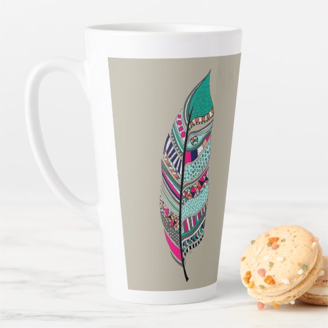 Stencil Art Design Latte Mug (In Situ)