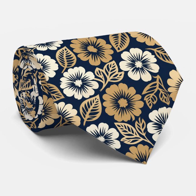 Stencil Cut Floral Pattern Neck Tie (Rolled)