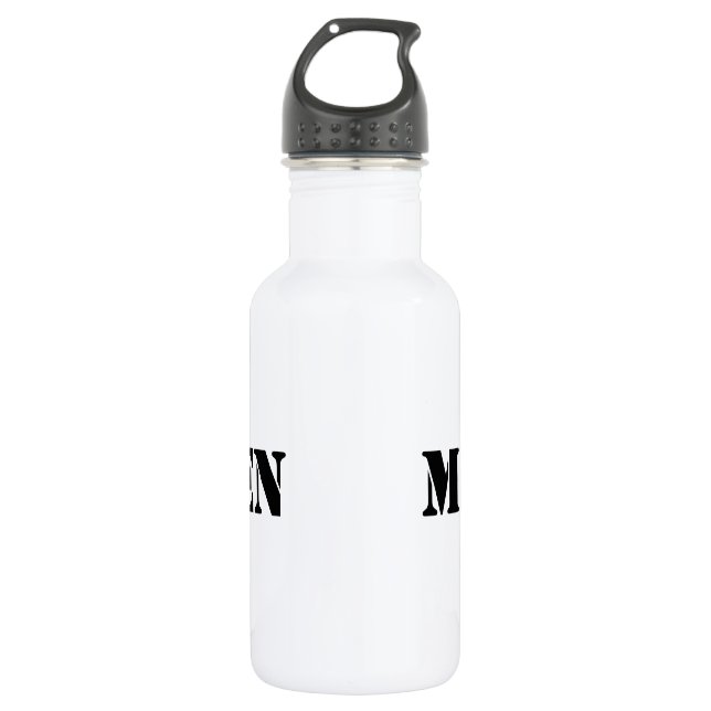 Stencil font Color White Men Text Water Bottle (Front)