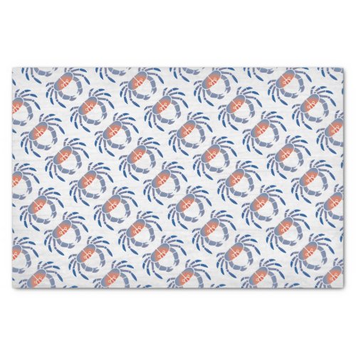 Stencil Maryland Blue Crab in Blue and Coral Tissue Paper