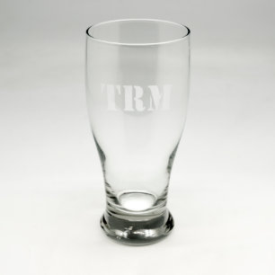 Stencil Monogram Sand Etched Pub Glass