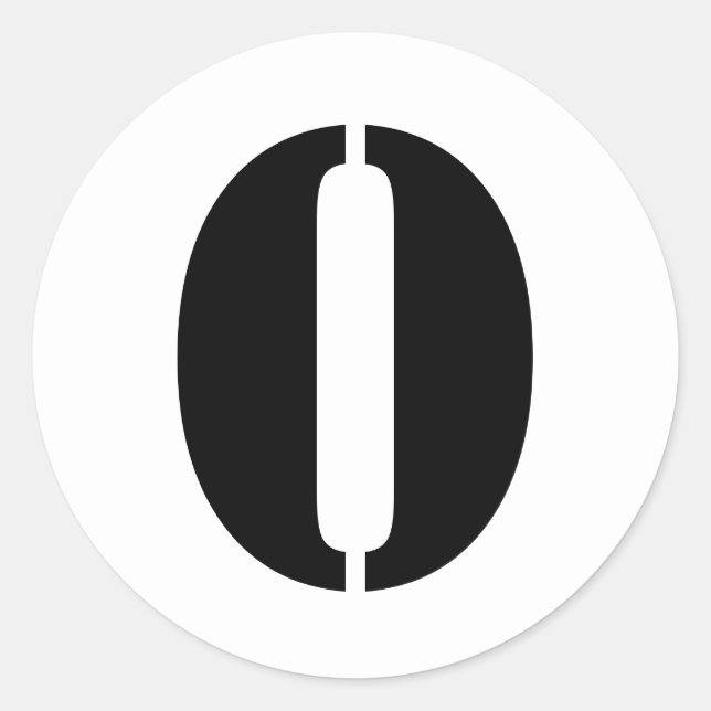 Stencil Numbers by Janz Number 0 Zero White Classic Round Sticker (Front)