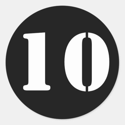 Stencil Numbers by Janz Number 10 Ten Black Classic Round Sticker