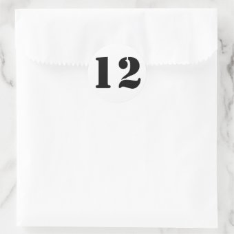 Stencil Numbers by Janz Number 12 Twelve White Classic Round Sticker ...