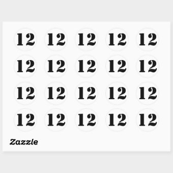 Stencil Numbers by Janz Number 12 Twelve White Classic Round Sticker ...