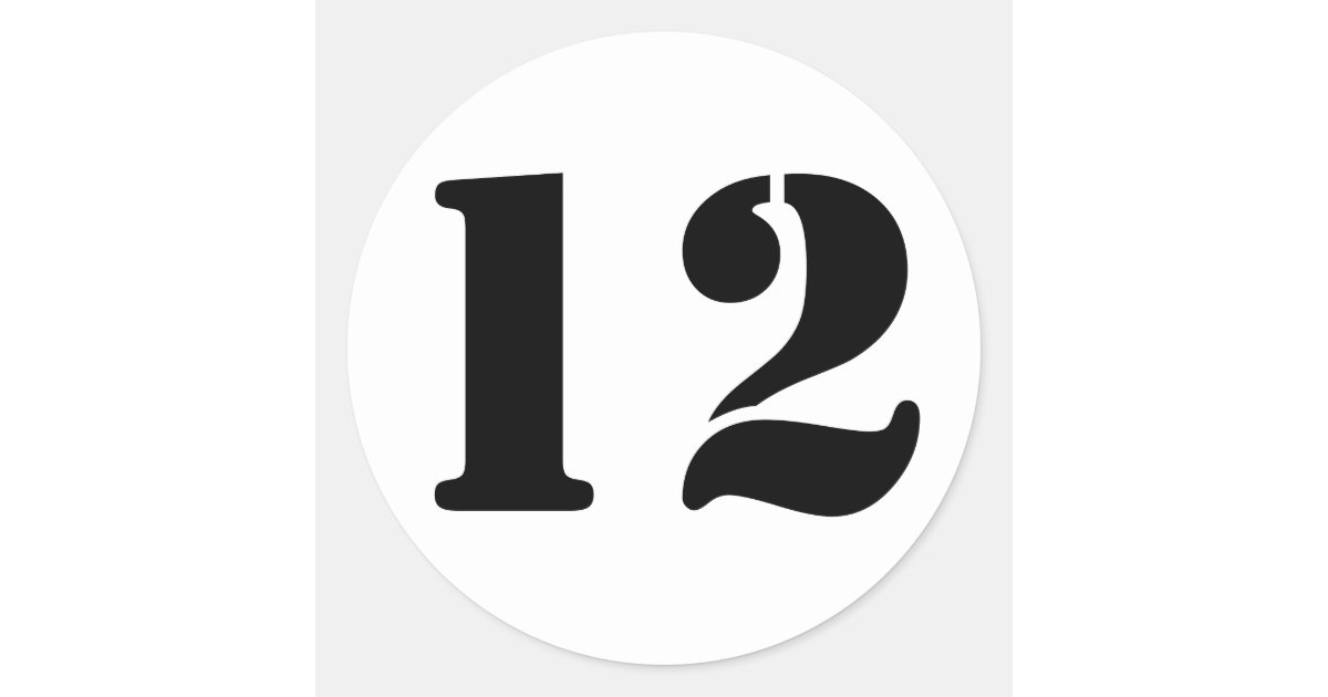 Stencil Numbers By Janz Number 12 Twelve White Classic Round Sticker stencil-numbers-by-janz-number-12-twelve-white-classic-round-sticker