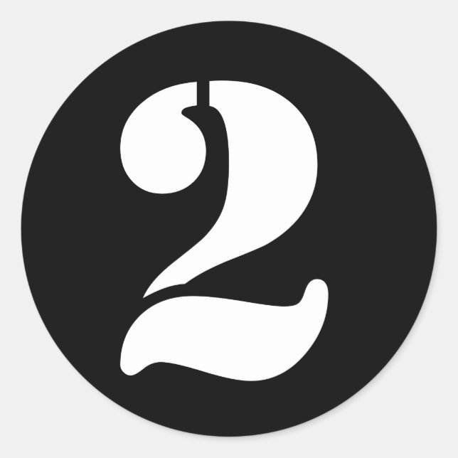 Stencil Numbers by Janz Number 2 Two Black Classic Round Sticker (Front)
