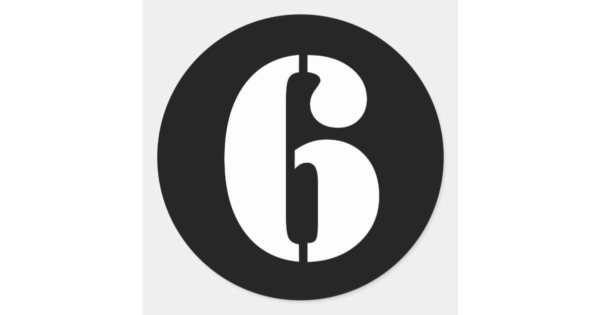 Stencil Numbers By Janz Number 6 Six Black Classic Round Sticker Zazzle Com
