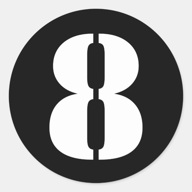 Stencil Numbers by Janz Number 8 Eight Black Classic Round Sticker (Front)