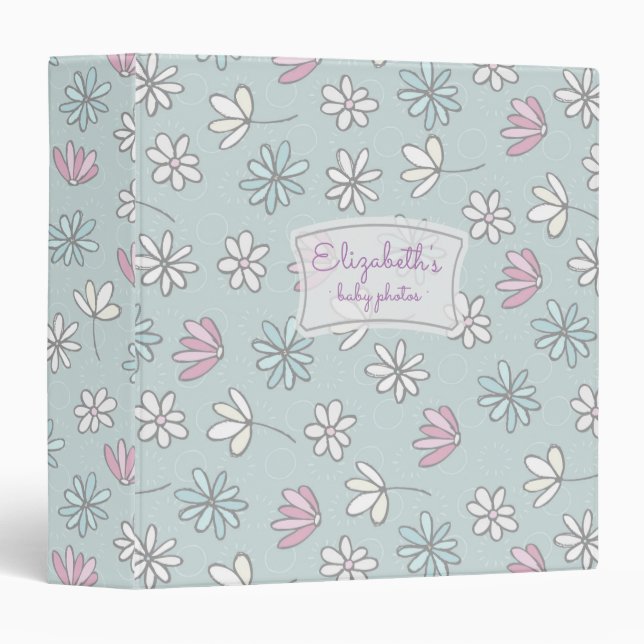 Stencil Pastel Floral  Personalized  Binder (Front/Spine)