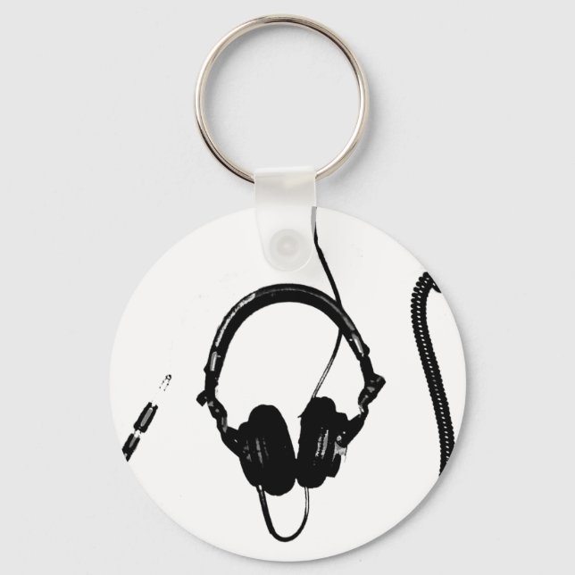 Stencil Style DJ Headphones Keychain (Front)