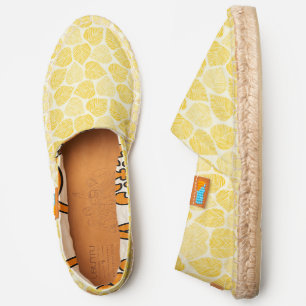 stencil vintage yellow leaves espadrilles