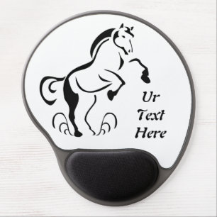 Stenciled Black Horse Rearing with Dust Swirls Gel Mouse Pad