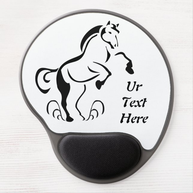 Stenciled Black Horse Rearing with Dust Swirls Gel Mouse Pad (Front)
