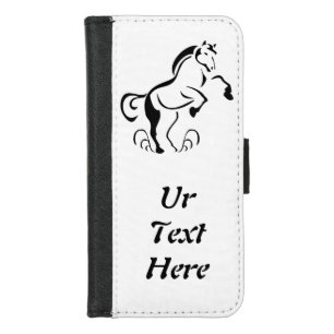 Stenciled Black Horse Rearing with Dust Swirls iPhone 8/7 Wallet Case