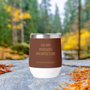 Stenciled gold print brown thermal wine tumbler