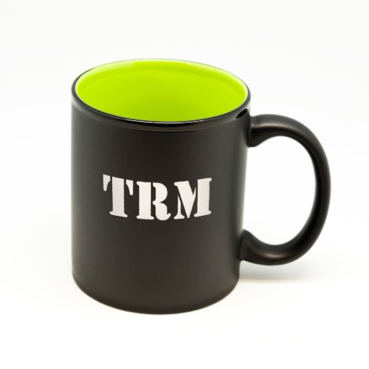 Stenciled Monogram Matte Black/Green Hilo Mug (Front)