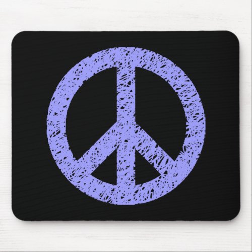 Stenciled Peace _ Pastel Blue on Black Mouse Pad