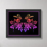 Stenciled Rose Flowers Abstract Colors