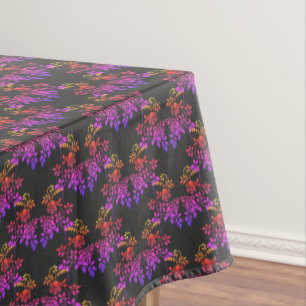 Stenciled Rose Flowers Abstract Colors Pattern Tablecloth