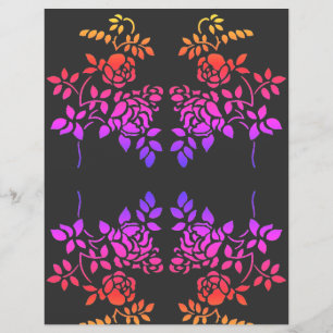 Stenciled Roses Abstract Colors Scrapbook Paper