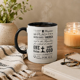 Stenciled Vintage Pledge of Allegiance Coffee Mug