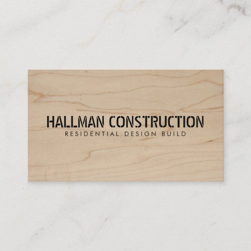 Stenciled Wood Construction Business Card