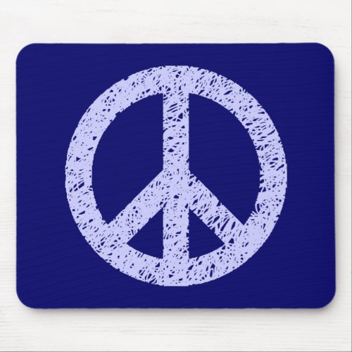 Stencilled Peace _ Powder Blue on Deep Navy Mouse Pad