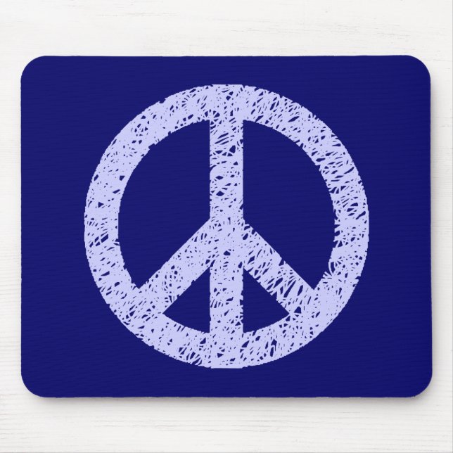 Stencilled Peace - Powder Blue on Deep Navy Mouse Pad (Front)