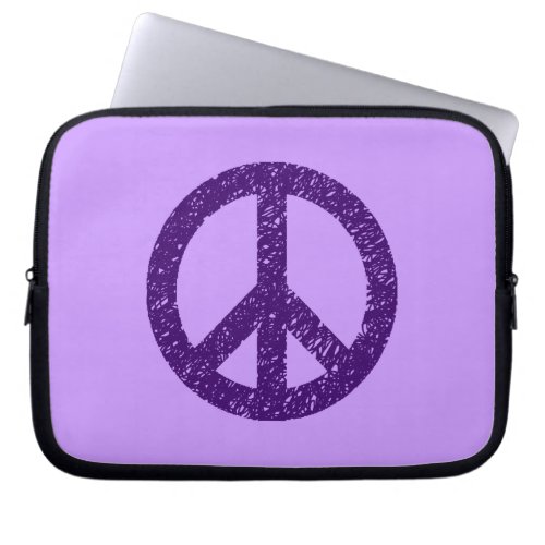 Stencilled Peace Symbol _ Dp Purple on Lilac Laptop Sleeve