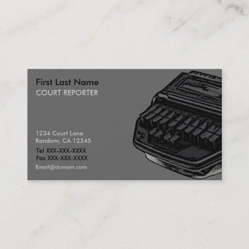 Customizable Stenograph machine Court Reporter business cards