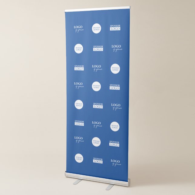 Step and repeat Company Sponsor logos Media Blue Retractable Banner (3/4)