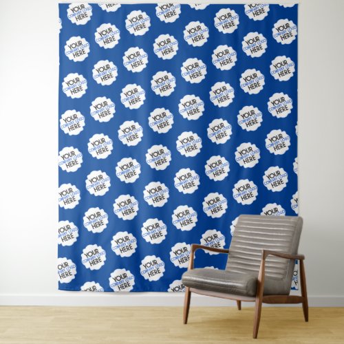 Step and Repeat Own Business Logo Company Blue Tapestry