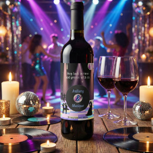 Step Back in Time: Disco Groove Wedding Wine Label