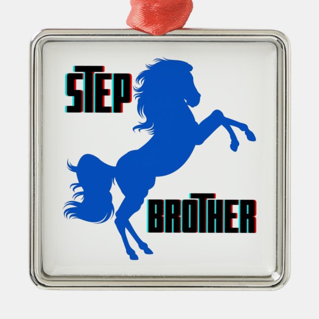 Step Brother Horse Rearing Metal Ornament (Front)