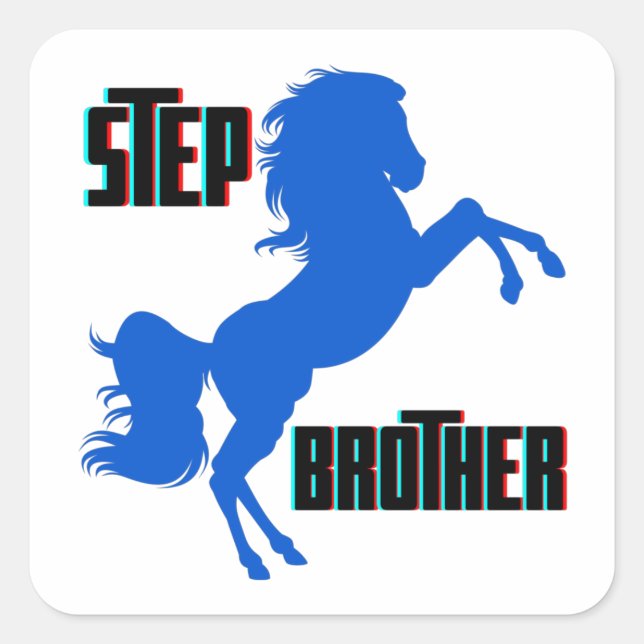 Step Brother Horse Rearing Square Sticker (Front)