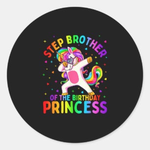 Step Brother of the Birthday Princess Girl Dabbing Classic Round Sticker