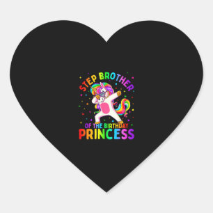 Step Brother of the Birthday Princess Girl Dabbing Heart Sticker
