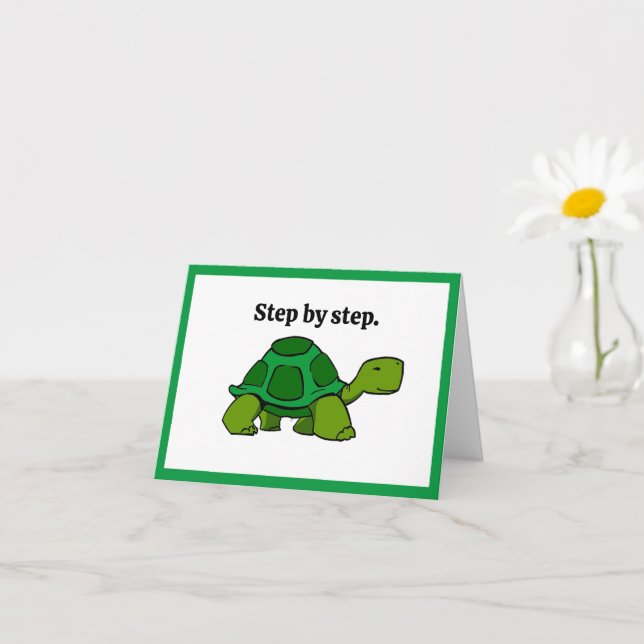 Step by Step Turtle Cartoon, Persistent Winning Card (Small Plant)