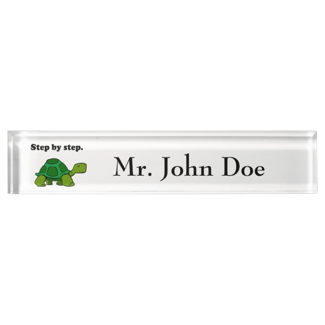 Step by Step Turtle Cartoon, Persistent Winning Desk Name Plate (Front)