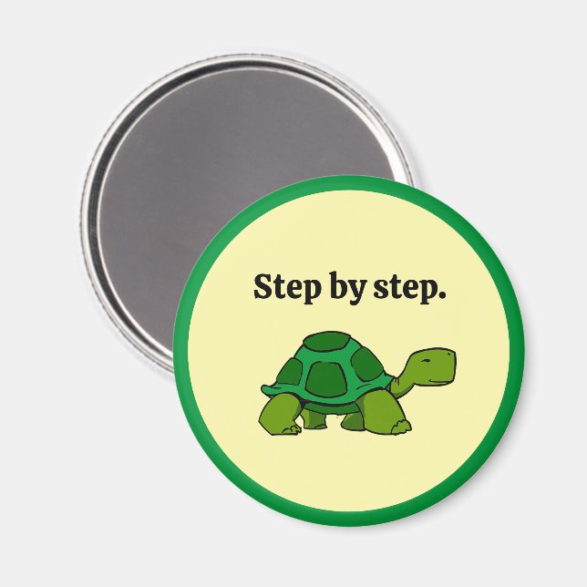 Step by Step Turtle Cartoon, Persistent Winning Magnet (Front/Back)