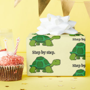 Step by Step Turtle Cartoon, Persistent Winning Wrapping Paper