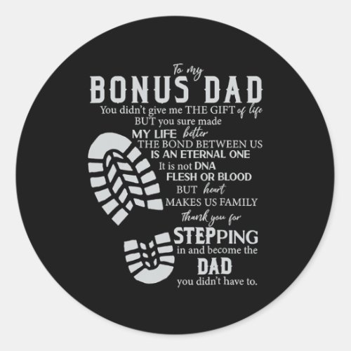 Step Dad Bonus Father Fathers Day From Step Son Classic Round Sticker