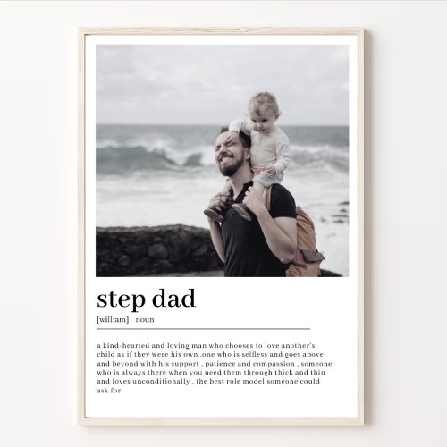 Step Dad Definition Minimal Custom Photo Poster
