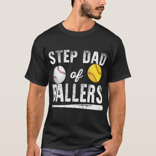 Step Dad Of Ballers Shirt Baseball Softball 
