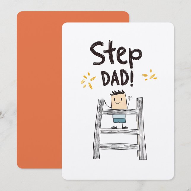 Step Dad – One Ladder Up, All the Way Awesome! Invitation (Front/Back)